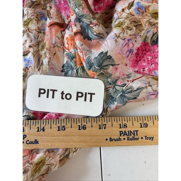 & Other Stories Pink Floral Linen Puff Sleeve Belted Romper Size 6 Casual Travel - Picture 8 of 11